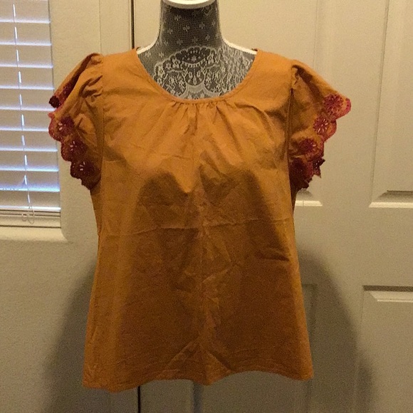 J Crew Embroidered Eyelet Top sz L - Picture 3 of 11